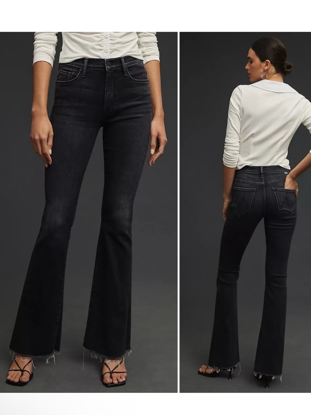 MOTHER The Weekender Fray Thunder Road Size 32 Flare Jeans